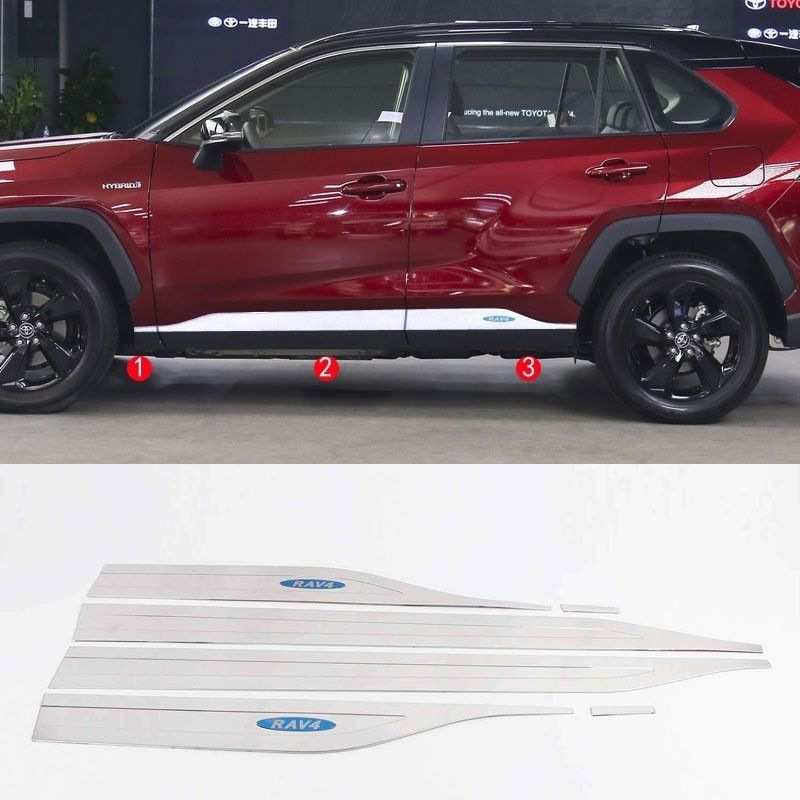 适用于丰田20-22款RAV4门边饰条 不锈钢车身饰条 6片装 外饰配件