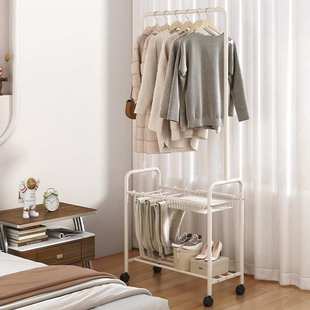 衣架落地立式可移动裤架落地式铁艺裤子收纳家用卧室衣裤一体架子