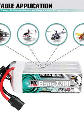CODDAR鹰氪7200MAH 8S 30.4V 80C航模7寸8寸穿越机长续航锂电池HV