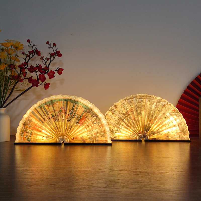 扇形灯定制 国潮创意礼品多变造型氛围小夜灯 LED充电折叠扇子灯
