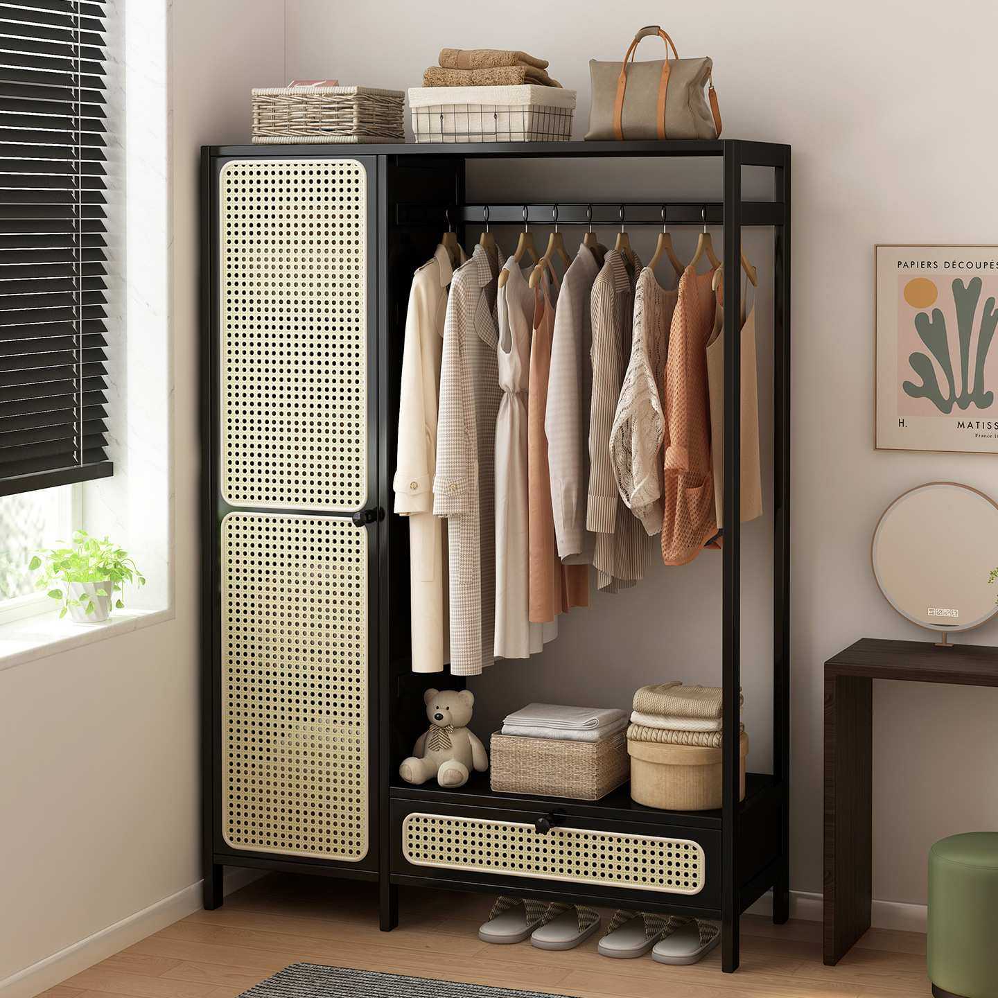 衣柜衣帽架一体家用卧室塑藤挂衣架出租房用衣橱大容量置物收纳柜,模玩/动漫/周边/娃圈三坑/桌游,模型制作工具/辅料耗材,淘宝优惠券,粉丝福利购,淘宝优惠卷