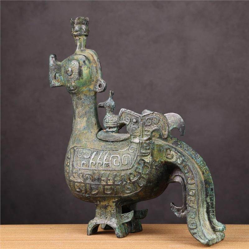 铜祥德工艺 西周倗季凤鸟尊博物馆古玩收藏制作古代青铜酒器酒柜