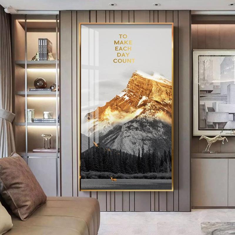 北欧麋鹿现代客厅装饰画高档轻奢餐厅壁画走廊入口玄关竖版挂画