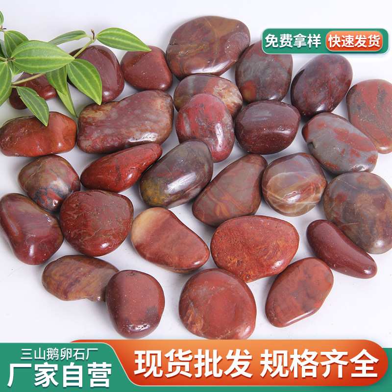 红色抛光鹅卵石 铺路装修鱼缸造景红色雨花石子 厂家直销盆景石子