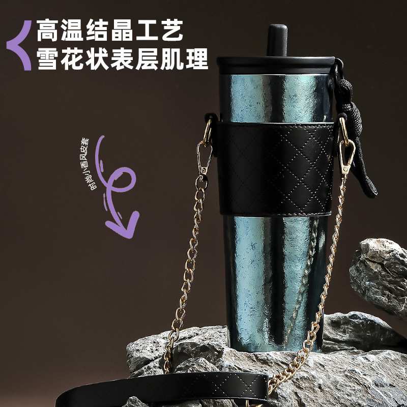 厂家直销新款纯钛夏季彩色咖啡杯吸管杯大容量男女时尚便携钛杯