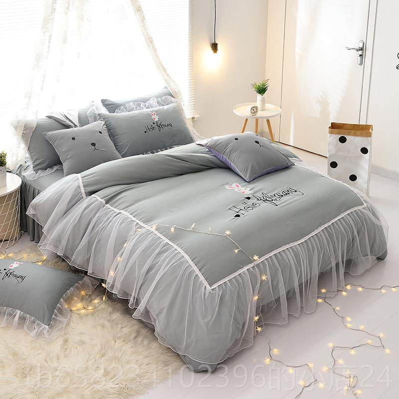 高档ins少心雪网兔女子水刺绣洗棉全棉学纯棉公主风生宿舍床裙四,床上用品,床品套件/四件套/多件套,淘宝优惠券,粉丝福利购,淘宝优惠卷