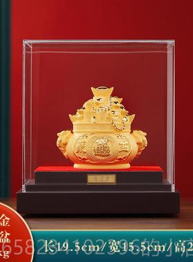 高档大明铜匠绒沙金聚宝盆摆件招聚财关客厅装饰玄开 业迁新乔居