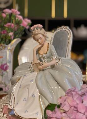 高档西洋人物代摆度件读氛围感美女 高度26cm宽30cm现欧式家居简