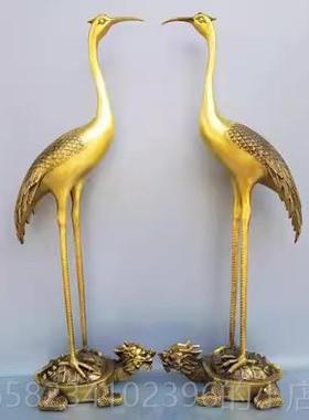新款延铜龟鹤年摆件纯铜仙寿鹤单鹤踩龟长龟祝铜鹤家居桌面装饰寿