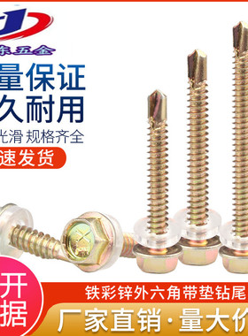 铁彩锌外六角钻尾自攻螺丝燕尾木螺钉彩钢瓦钉钻尾螺丝M4.8/M5.5