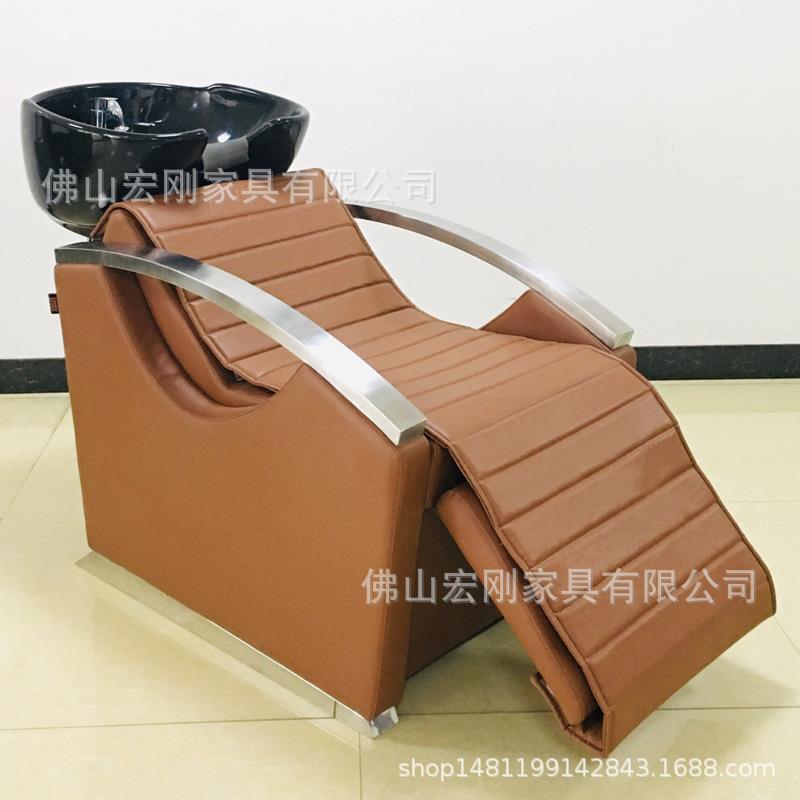 网红理发店洗头床发廊专用玻璃钢美发店陶瓷盆按摩半躺冲水床潮款