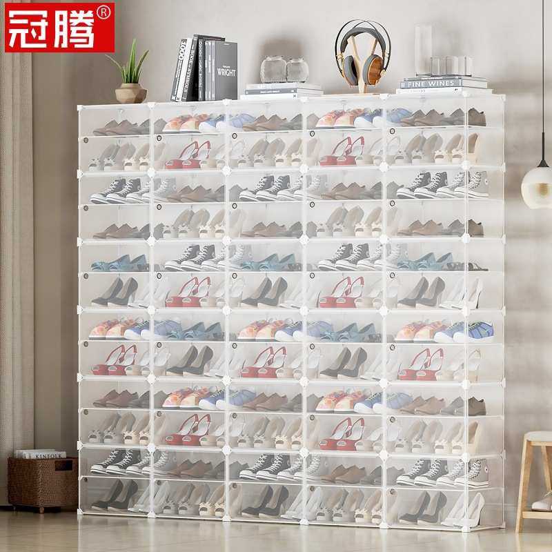 鞋柜新款2021年爆款透明可视塑料家用防尘多层超大容量简易鞋架子