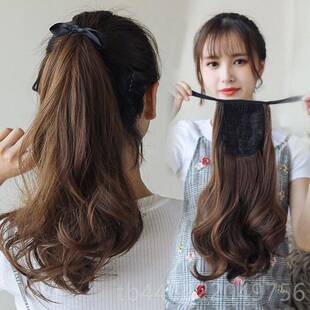 正品真辫发马尾假发女人大波浪中长梨花卷发短款丝40全真头发内扣