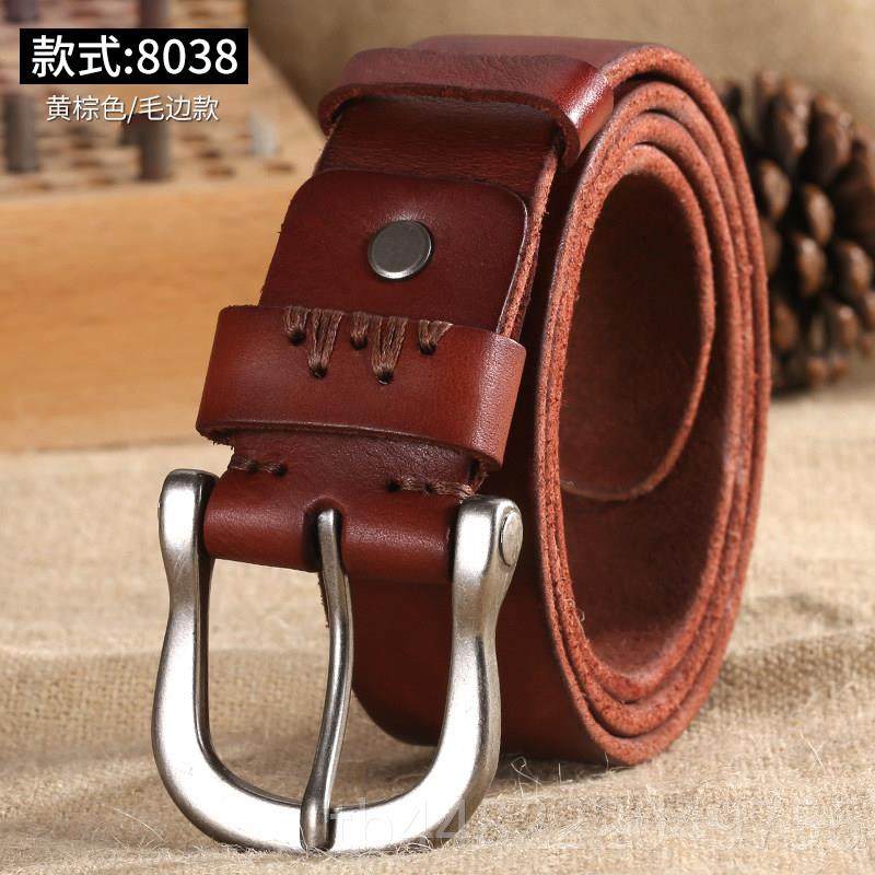 正品皮带男潮ins牛仔裤整纯男牛皮士手工张覆古腰带真皮针扣软皮