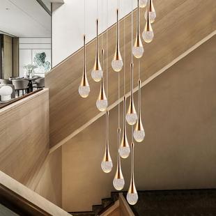 别墅楼梯间吊灯水晶复式 楼层现代简约loft公寓楼中楼中空客厅灯具