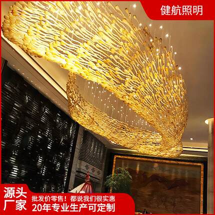 水晶吊灯 不锈钢玻璃创意水晶灯装饰酒店吊线灯LED大厅灯具吊灯