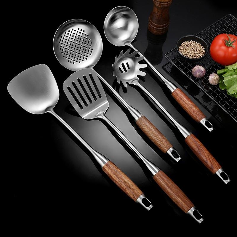 304不锈钢花梨木柄铲勺 家用厨房烹饪汤勺火锅漏勺锅铲子厨具套装