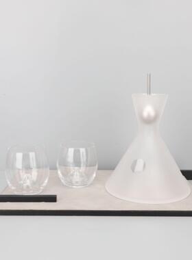 现代创意玻璃磨砂冰山壶样板房电视柜卧室书房客厅电视柜桌面饰品