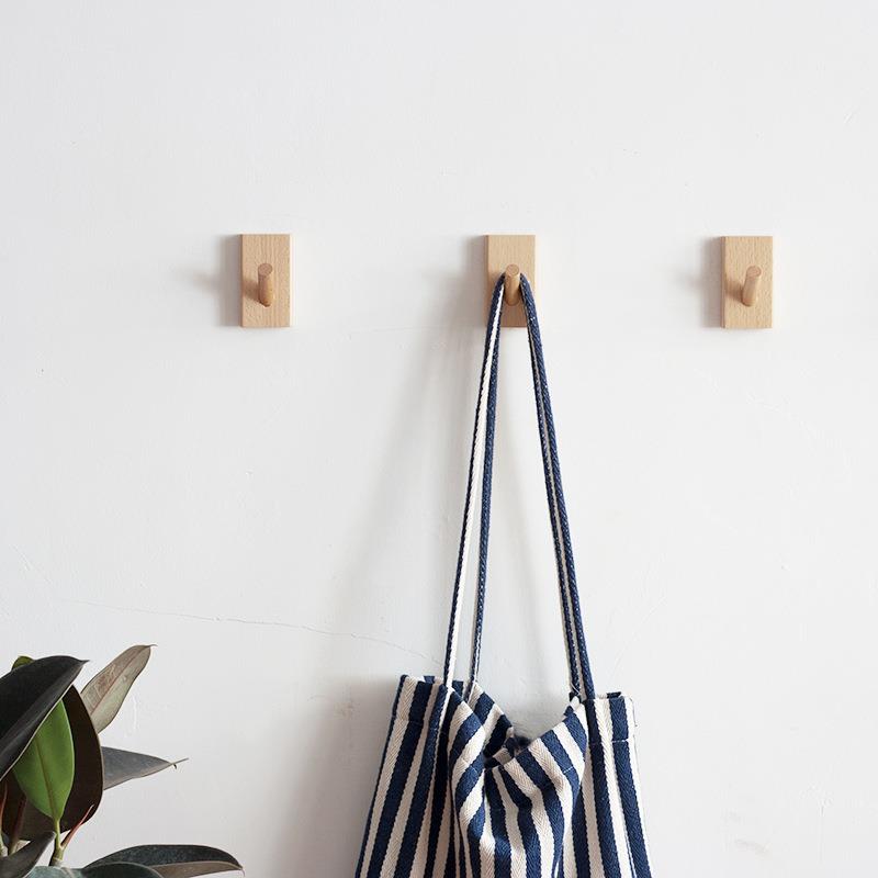 2F实木门后挂钩免打孔单个ins衣帽粘钩壁挂墙上入户玄关衣柜挂衣