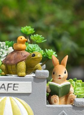 卡通可爱小兔子迷你桌面景观装饰摆件创意树脂庭院园艺造景摆设