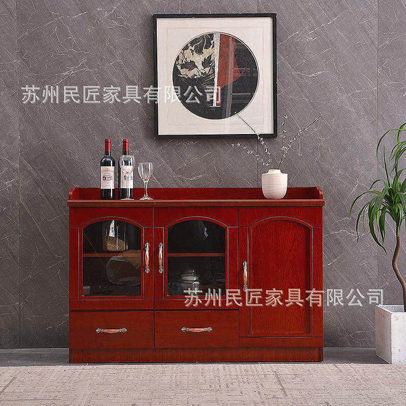 办公室会议室茶水柜新中式餐边柜带抽屉落地柜贴实木皮油漆茶水柜