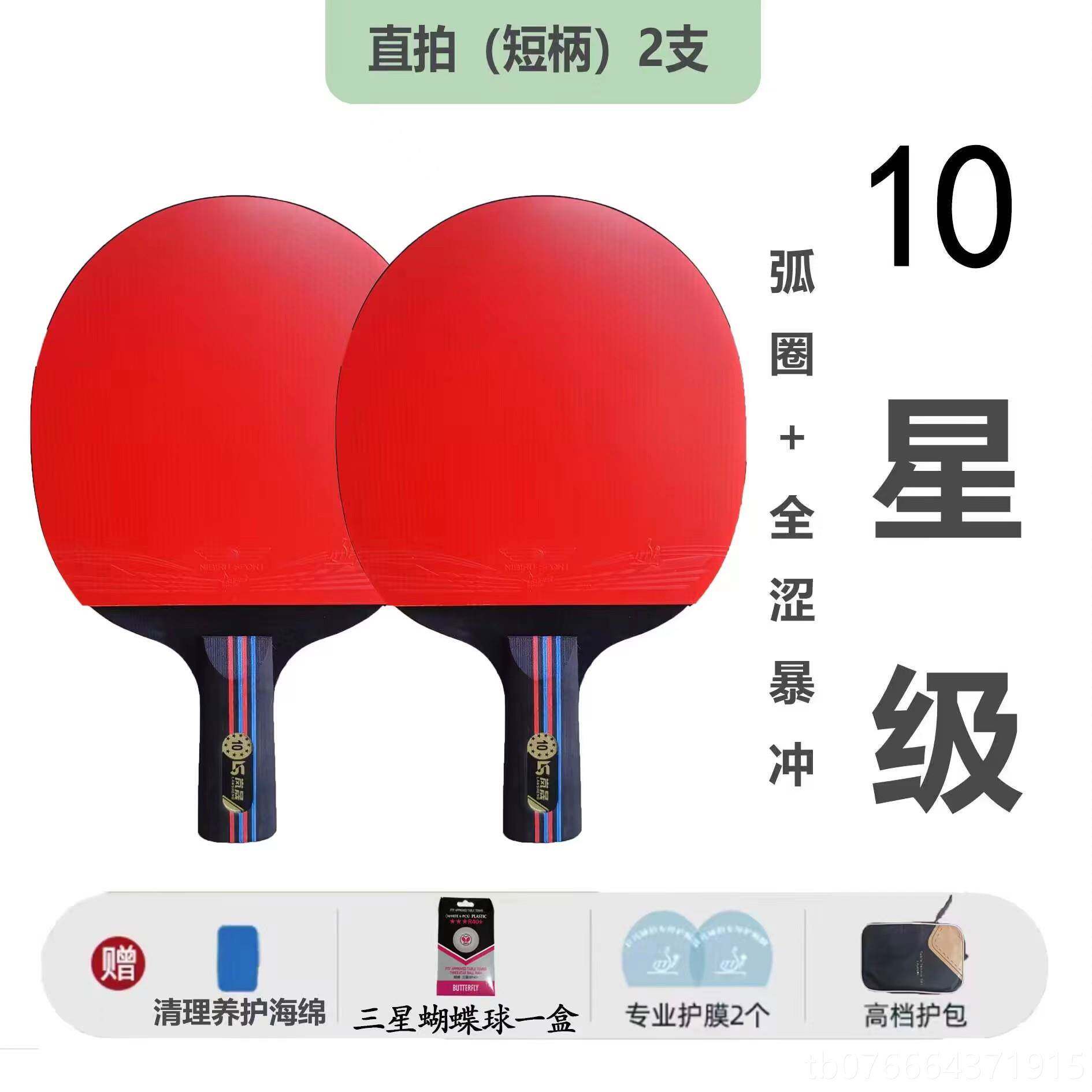 正品岚晟乓球拍星十双星初学者学生直拍横拍成人专业训练九单拍乒