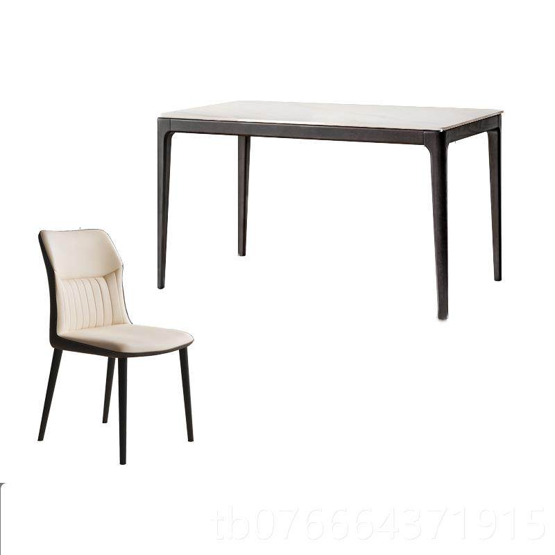 正品木色琪妃实木北岩板餐桌组长方形合欧纯黑色极简进口椅家用小