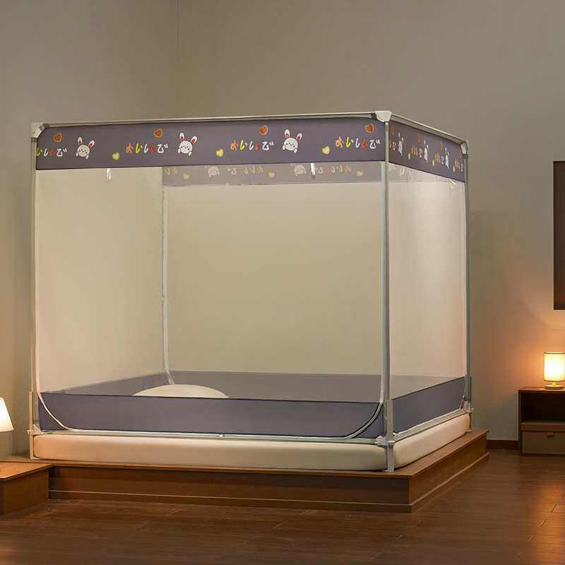 三开门A类母婴级宝宝防摔蚊帐儿童家用防尘加厚全底拉链卡通新款
