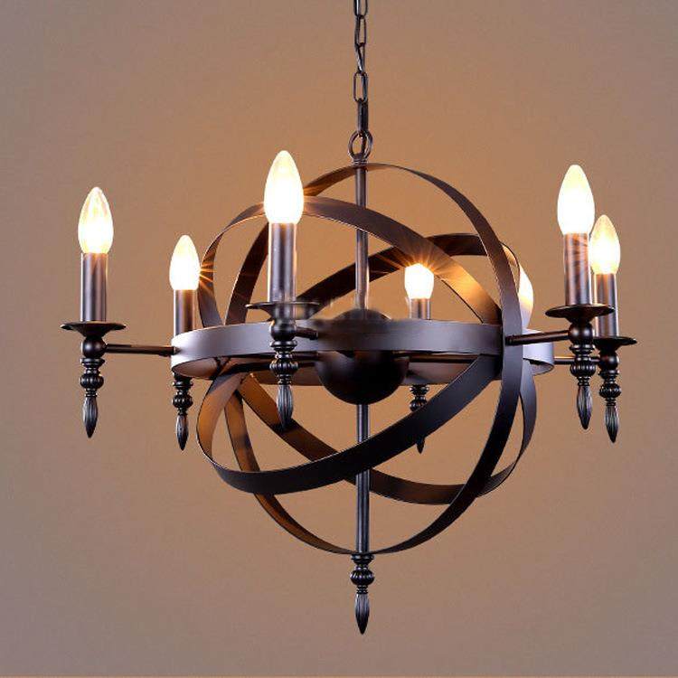 个性美式卫星复古工业风吊灯餐厅酒吧客厅灯创意铁艺loft地球仪灯