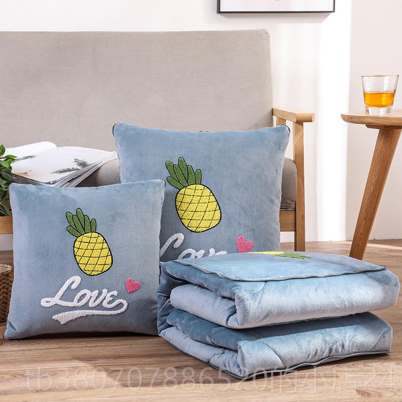 高档车载抱枕空被两用加厚珊瑚绒汽车办公室子靠调被靠垫沙发午睡