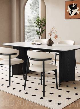 高档法式复实红风木餐桌客厅2024新款白色岩古板中古美式家用网小