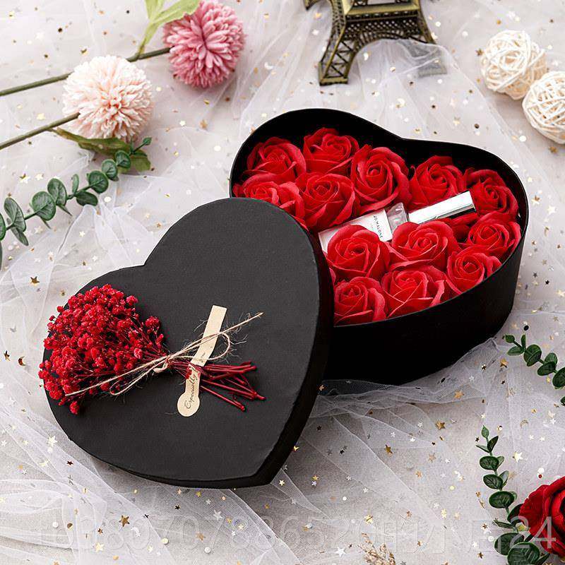高档情人节礼品盒5心形大号精美果鲜水礼花包装盒生日口红香水20