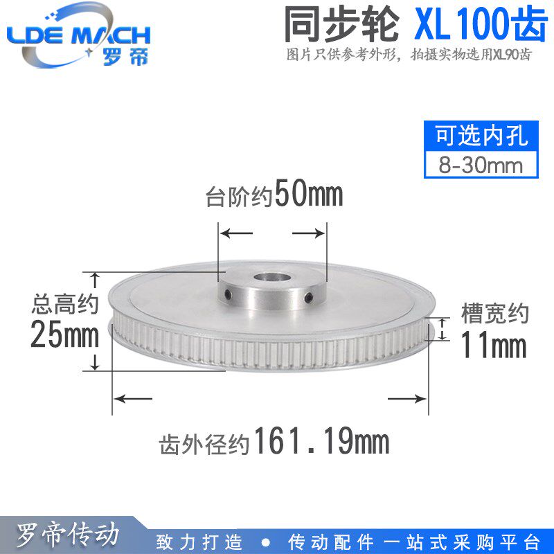 同步轮 XL100齿 T 槽宽11 BF型/K型 凸台阶同步皮带轮 成品孔8-30