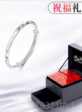 正品运999款9足银手镯女士纯银幸年轻链2025情节礼物送女友人简约