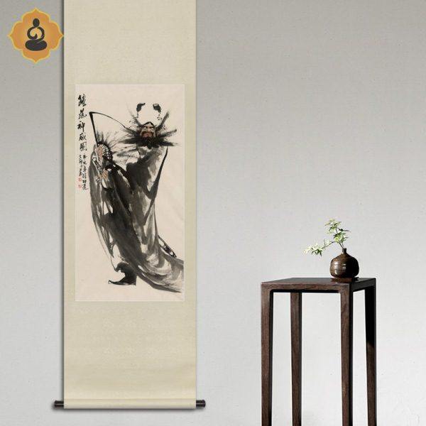 竖幅写意水墨人物国画钟馗纳福画像书房玄关中式画轴卷轴画框挂画,家居饰品,国画,淘宝优惠券,粉丝福利购,淘宝优惠卷