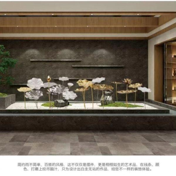 酒店落地摆件户外水池水景不锈钢荷花摆件铁艺荷叶雕塑金属装饰品,家居饰品,落地摆件,淘宝优惠券,粉丝福利购,淘宝优惠卷