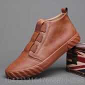 一脚蹬男板秋鞋 高档季 高帮底鞋 马软丁靴男伦风休闲皮鞋 软英底 新款