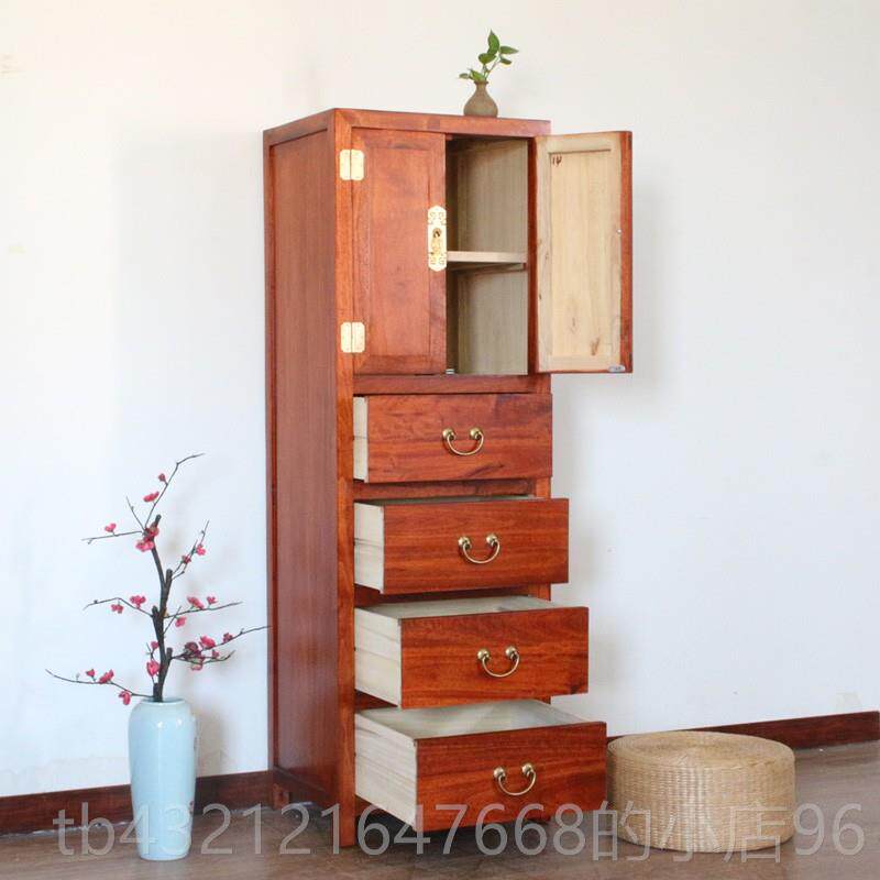 高档新中式香樟实木收储斗柜物柜整体客厅四五斗柜带两门卧室纳柜