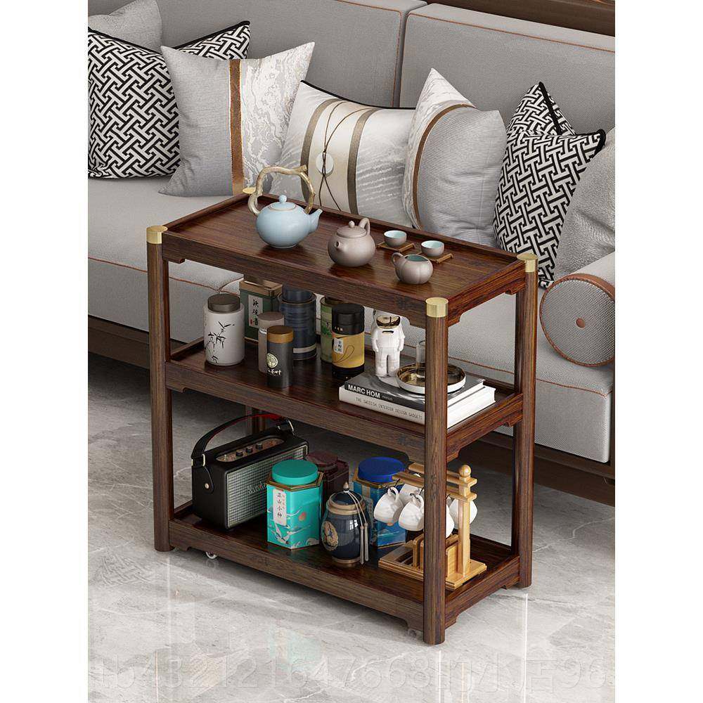 高档中式带轮几角几沙新边发侧边几可竹移动家用茶台茶边柜小桌子