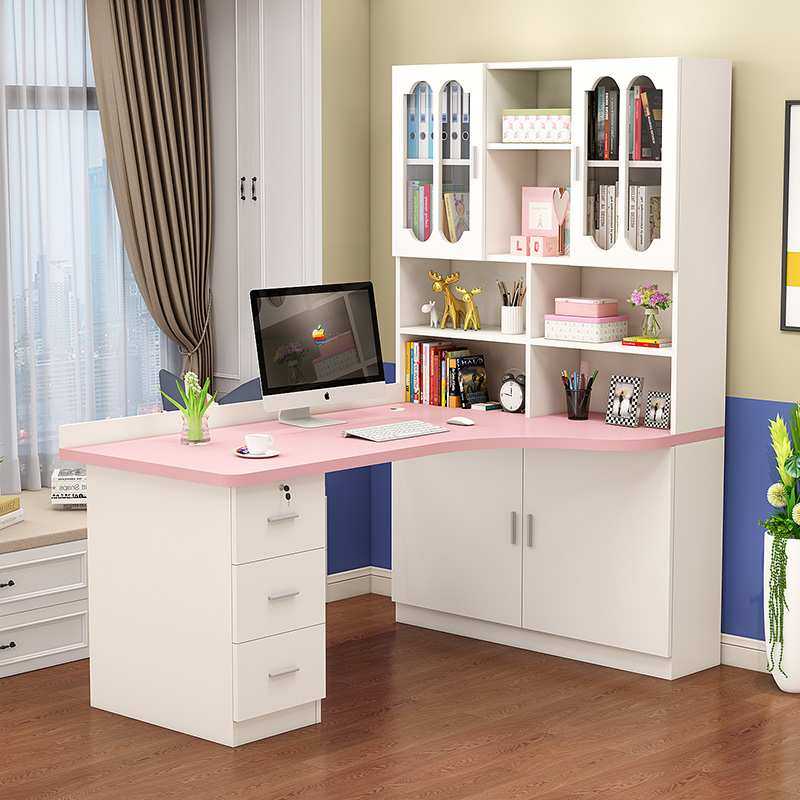 2I实木转角书桌书架组合小户型家用电脑台式桌学生书柜一体学习桌,3C数码配件,摄像机配件,淘宝优惠券,粉丝福利购,淘宝优惠卷