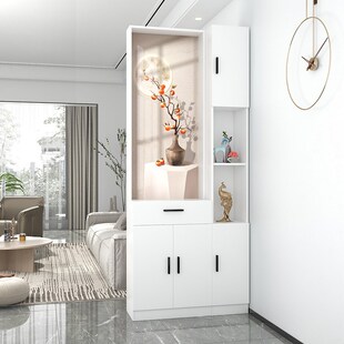 高档高颜值屏风隔断客厅进门双面实木玻璃正对大门玄关柜简约现代