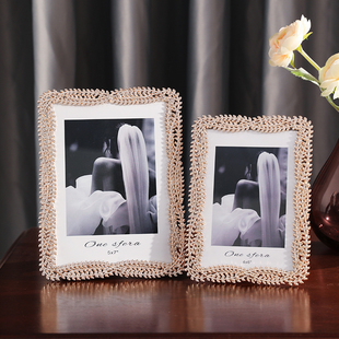 美式轻奢照片相框摆台6寸7寸相册摆件六七寸写真结婚照金属相架框