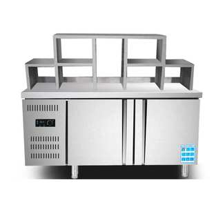 奶茶店设备不锈钢水吧台商用冷藏柜工作台饮品操作台冷饮雪克台