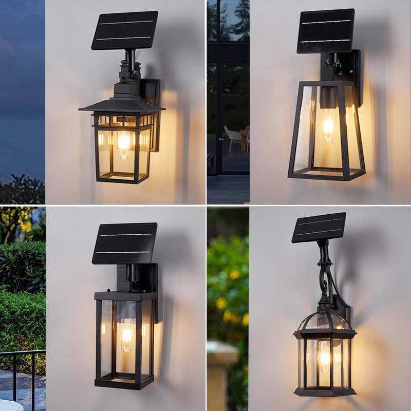 太阳能复古壁灯大门两侧花园壁灯室外墙壁灯户外防水接电照明壁灯