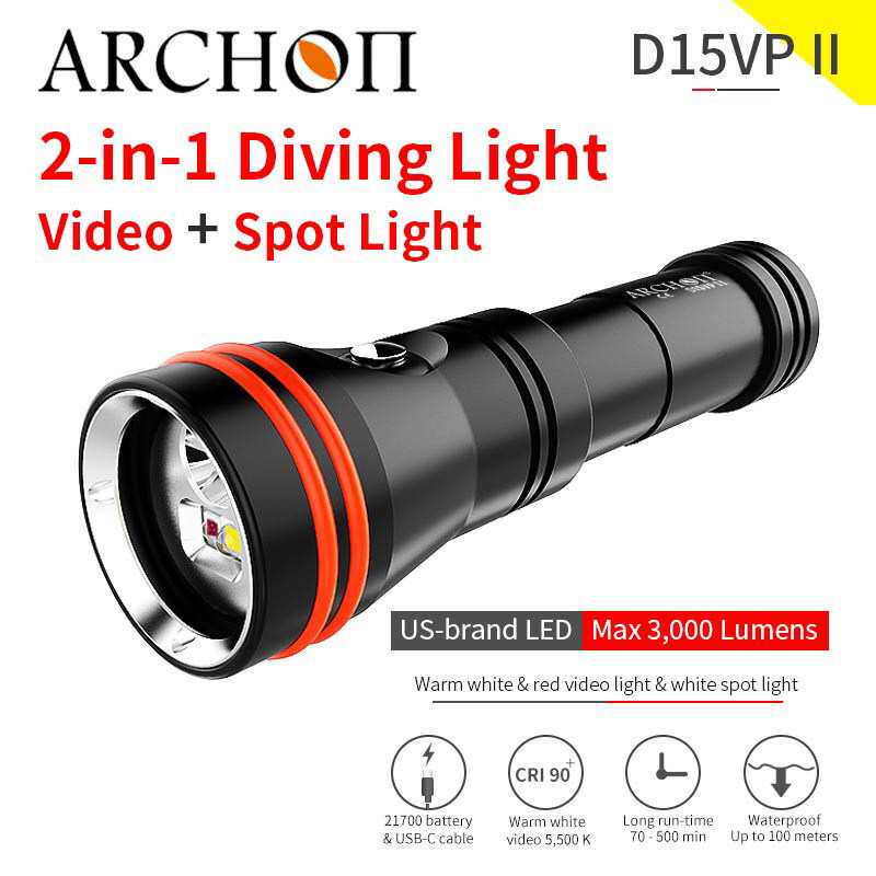 ARCHON奥瞳潜水照明 水下摄影补光灯D15VP ll强光广角LED户外手电