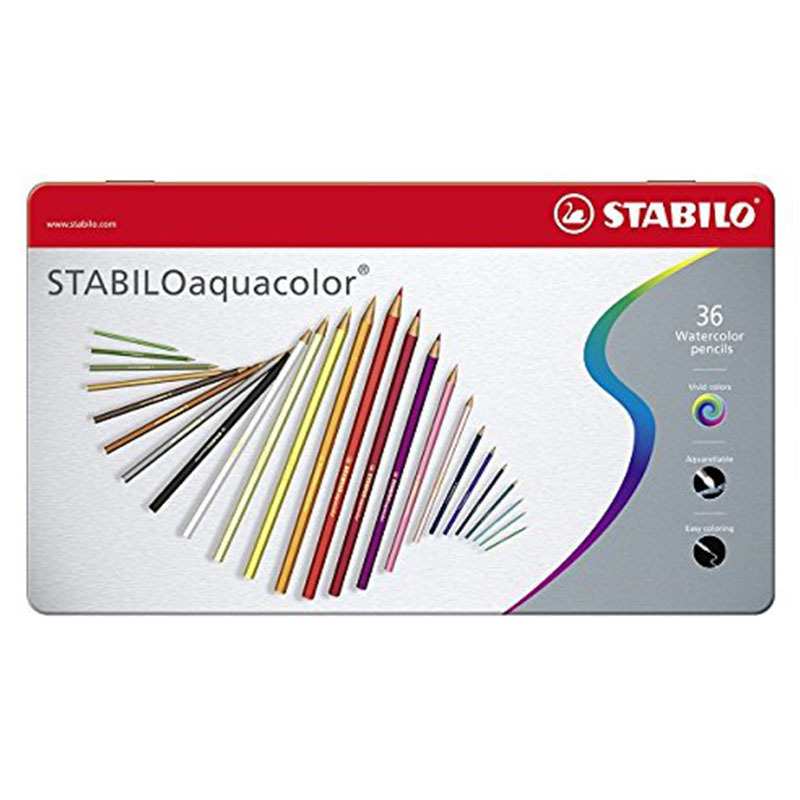 德国STABILO思笔乐Aqua Colo水彩乐1636色铁盒水溶彩色铅笔