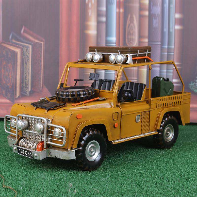 复古创意铁皮越野车老爷车模型家居玄关摆件装饰品酒吧工艺品