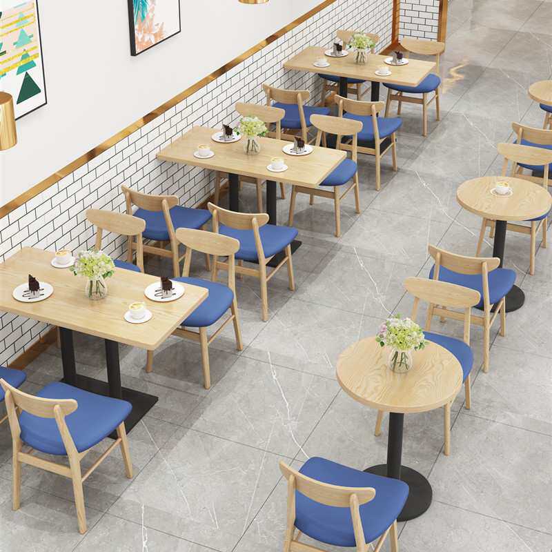 员工食堂餐桌椅奶茶店实木桌椅餐饮美食街快餐店桌椅卡座沙发组合