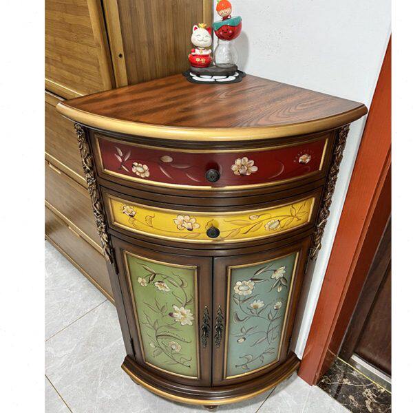 欧式实木角柜墙角柜三角形置物架客厅卧室边柜转角柜抽屉拐角柜