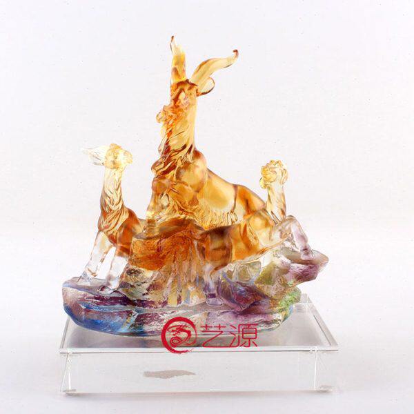 三阳开泰琉璃羊摆件三羊开泰创意家居商务装饰品送客户朋友的礼物